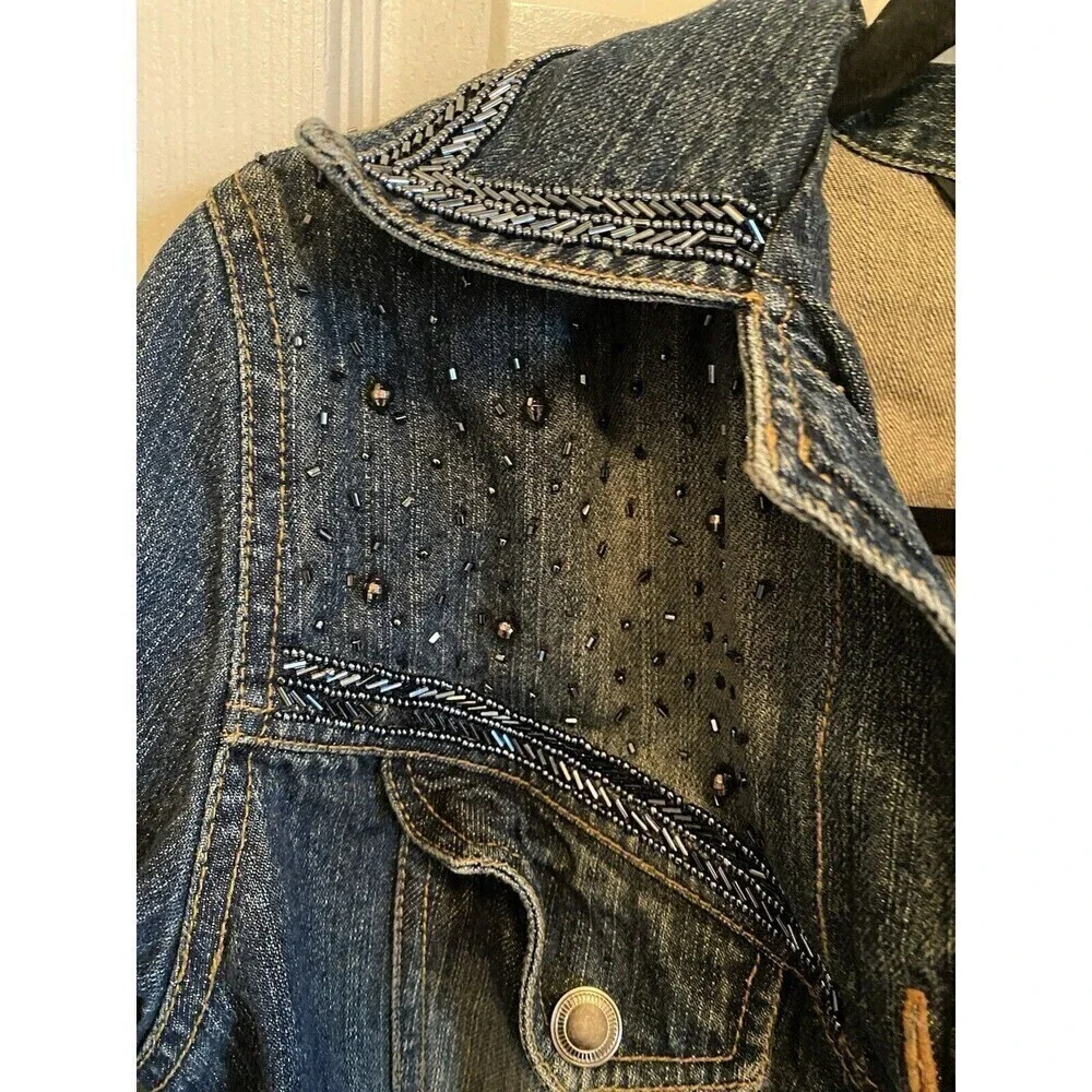 Gordon James embroidered Denim Jean Western studded Jacket Size Small